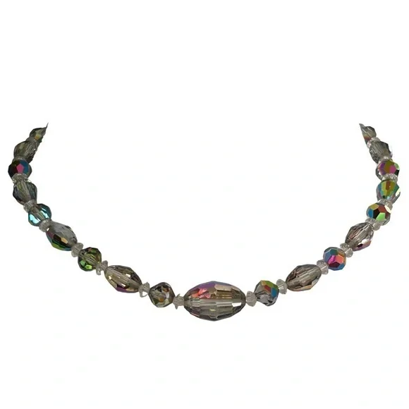 Gorgeous Vintage Smoked Heliotrope Crystal Necklace‎